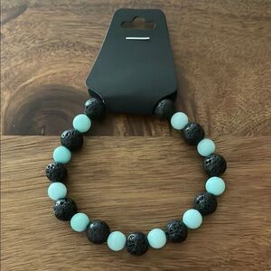 Black Lava and Amazonite Beaded Bracelet